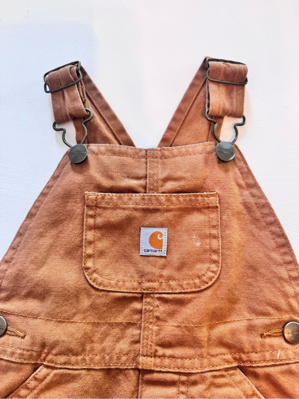 Carhartt Kids Tan/Brown Canvas Overalls - Picture 2 of 7